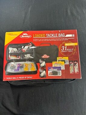 Berkley Loaded Tackle Bag Black Nylon Soft Sided with 31 Tackle Pieces